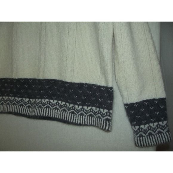 Valerie Stevens Small Sweater LambsWool Angora off-white gray Nordic Fair Isles - Picture 6 of 10